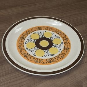 Bold Pattern Vista Stoneware Plate Platter 12" Japan Retro 70s Oven Proof